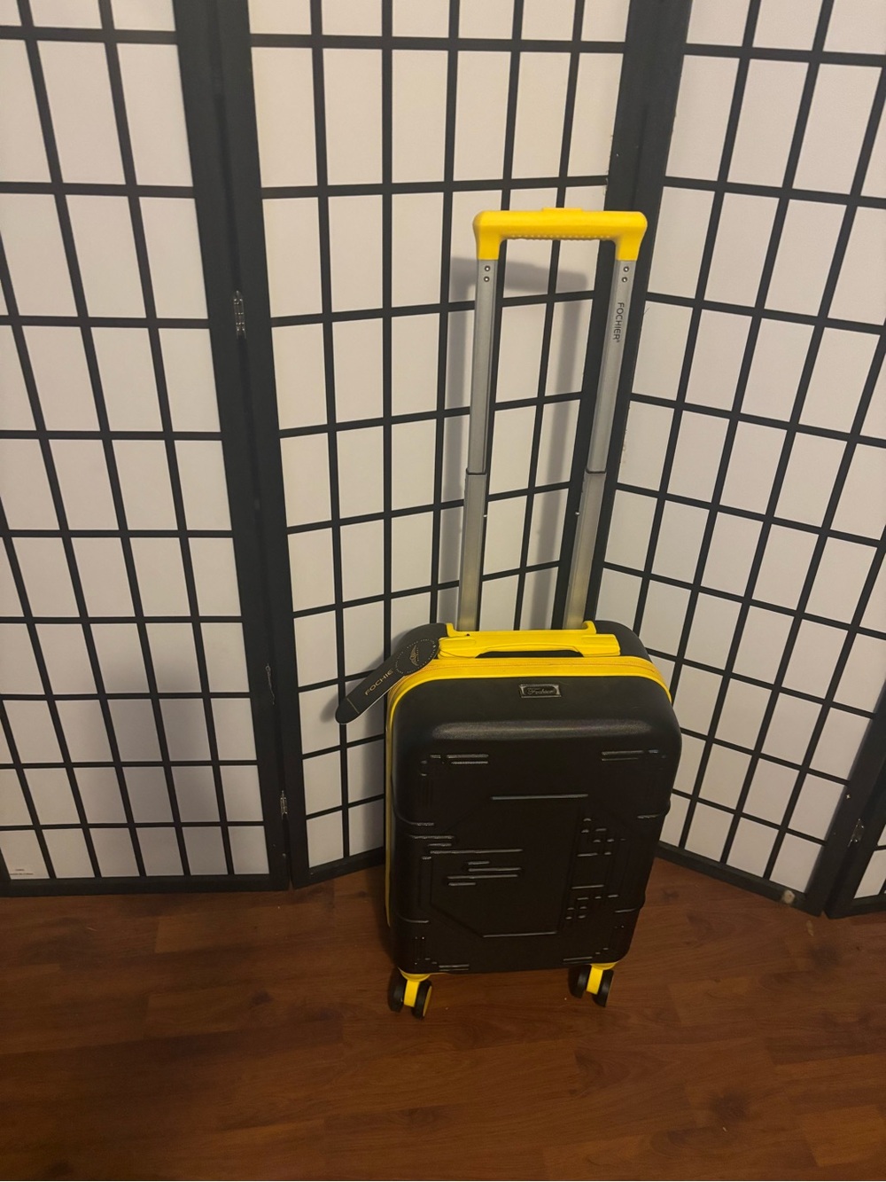 Hard-Shell Carry-On Luggage in Black and Yellow